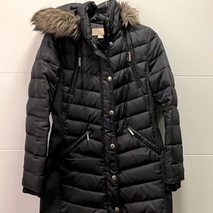 Michael Kors black puffer coat long